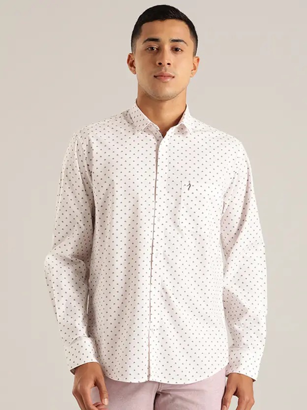 Indian Terrain Men All Over Print White Shirt